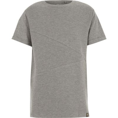 Boys grey ribbed panel t-shirt